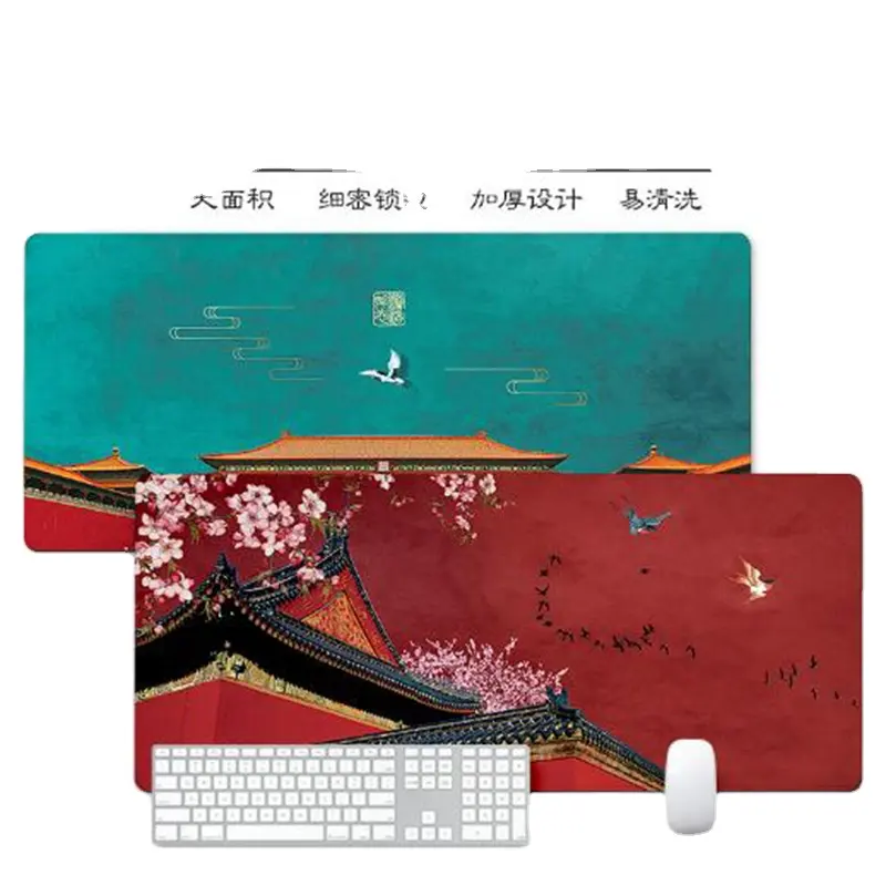 Alas Keyboard Motif Bunga Gaya China, Alas Mouse Motif Bunga, Aksesori Gaming, Alas Mouse PC Gamer Besar, Dekorasi