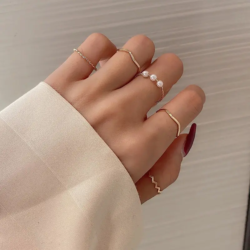 Sample style acetic acid ring girl set ring for all fingers