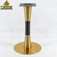 Base de table de luxe en métal doré brossé, rond en acier inoxydable inox, tulipe
