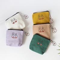 Dompet koin kelinci kecil lucu untuk wanita, dompet Mini Korea hati gadis segar kecil kompak sederhana kantung koin
