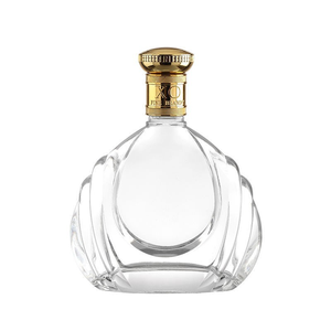 Bouteille à liqueur plate et ronde en cristal blanc transparent, à fond épais, pour gin, brandy XO et vin <span class=keywords><strong>de</strong></span> fruits, bouteille en verre ronde - Product Image 6