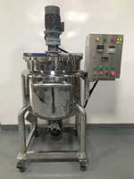 Cuve de mélange à double enveloppe de 100 L pour petite production, machine de fabrication de shampoing de niveau d'entrée, cuve de mélange et d'homogénéisation à chauffage par enveloppe