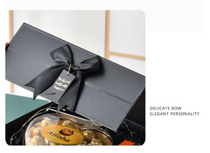 Делюкс, черная Складная магнитная лента, Подарочная коробка для ювелирных изделий, индивидуальный логотип, Высококачественная крафт-бумага, губчатая подкладка для подарков в коробках - Product Image 3