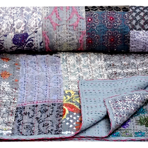 Best Quality Indian Handmade Kantha Cotton <b>Quilt</b> Patchwork Design <b>Bedspread</b> for Home or Hotel Wholesale Prices - Product Image 3