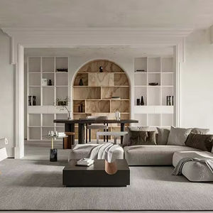 Modern Style High End White 2pac Lacquer Finish Open Shleves with Arch Design Cabinets with LED - Product Image 1