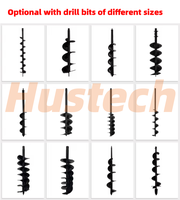 Hustech Industrial Grade 63cc Hydraulic Earth Auger Drilling DIY Metal Hole Digger 4/2-Stroke Engine Petrol 48.97ft-lb Max