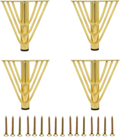 Pieds de meuble triangulaires dorés en caoutchouc antidérapant robuste pour commodes, armoires et meubles à structure métallique, quincaillerie de remplacement DIY