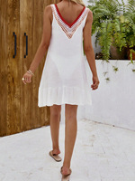 Robes de plage sexy unies avec volants, style européen, pour femmes, mode estivale, fabrication OEM/ODM en usine