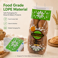 Sacs à pain en LDPE de qualité alimentaire avec fond transparent, soufflet et fermeture thermoscellée, personnalisables avec logo