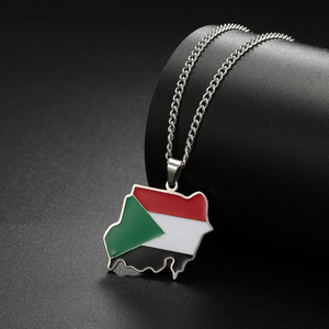 Collares con colgante de bandera de mapa de la República de Sudán del Sur, esmalte de Color dorado plateado, mapas de Sudán del Sur, regalos de joyería étnica - Product Image 4