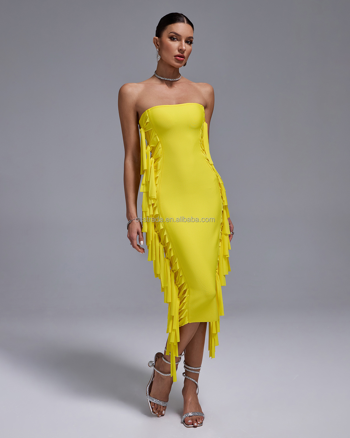 yellow bandage dress backless Rhonda backless bandage dress