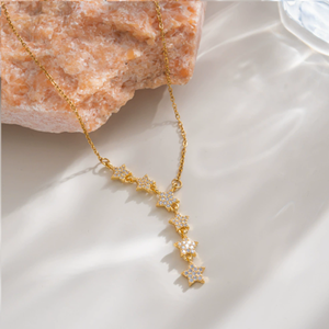 สร้อยคอ Star CZ Tassel Lariat Y สำหรับผู้หญิง ประดับด้วยเพชรคิวบิกเซอร์โคเนียทรงหยดน้ำ ดีไซน์เรียบหรู สวยงามแบบมินิมอล เหมาะสำหรับใส่เป็นเลเยอร์ สไตล์โบโฮ เป็นของขวัญ - Product Image 3