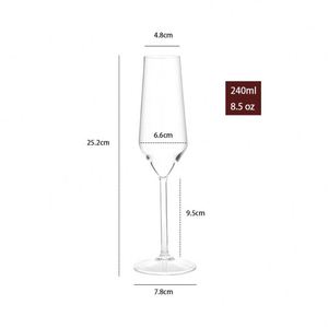 Flûtes à champagne en acrylique plastique de luxe écologiques de 240 ml avec logo personnalisé en couleur - Product Image 3