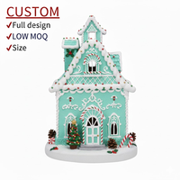 Figurine en résine personnalisée maison de pain d'épices de Noël, artisanat décoratif, cadeau de fêtes en gros, petite commande disponible