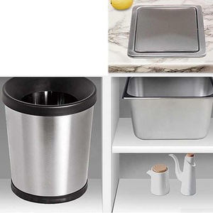 Cestino per Rifiuti da Incasso in Acciaio Inox con Coperchio <span class=keywords><strong>a</strong></span> Molla Decorativo per Cucina e Bagno Finitura Satinata Quadrato o <span class=keywords><strong>Rotondo</strong></span> - Product Image 3