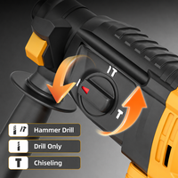 Marteau perforateur rotatif sans fil 3-en-1 21V à batterie lithium sans balais, perceuse à percussion et marteau de démolition 2.0J pour bricolage