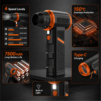 Ventilateur Turbo Haute Vitesse 4 Niveaux de Vitesse Rechargeable 7500mAh Ventilateur Portatif Puissant pour Nettoyage Gonflage Utilisation Extérieure