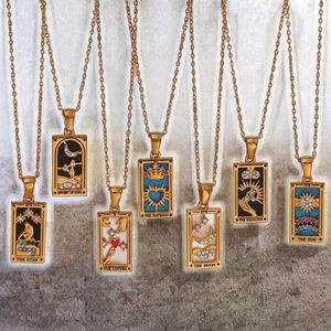 Новый дизайн красочное эмалированное циркониевое ожерелье для карт Таро модная нержавеющая сталь прямоугольная масляная капля для подарка - Product Image 6