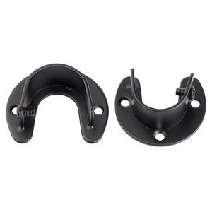 Support mural en acier inoxydable en forme de U, flange noire pour tringle à rideau, design industriel, antirouille - Product Image 4