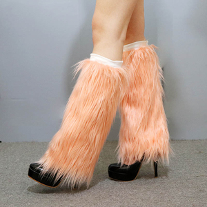 Scaldacollane da <span class=keywords><strong>donna</strong></span> autunno inverno in finta lana, coprigambe lunghi in peluche con pelliccia di volpe per performance teatrali - Product Image 3