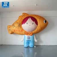 Boules de poisson gonflables de dessin animé avec le modèle de personnage de Roe de crabe mascotte gonflable de fille de Fishhead pour l'installation d'art de la publicité