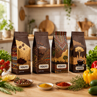 Sacs d'emballage pour café biodégradables de qualité alimentaire YOUYI personnalisés avec valve et fermeture éclair, sacs à fond plat écologiques de haute qualité