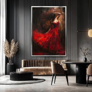 Dipinto su Tela <span class=keywords><strong>di</strong></span> Donna Sensuale in Abito Rosso, Arte Murale <span class=keywords><strong>di</strong></span> Danza Emozionale per Camera da Letto, Decorazione Femminile - Product Image 3