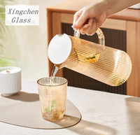 Carafe pichet à eau en verre avec couvercle, Carafe à eau résistante à la chaleur pour eau chaude/froide, thé glacé et boisson au jus