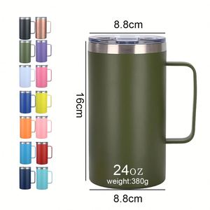 Vaso Térmico de Acero Inoxidable 304 de 24 oz con Logotipo Personalizado, Taza de Viaje Portátil de Gran Capacidad con Asa para Café - Product Image 3