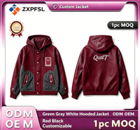 Veste de baseball à capuche personnalisée OEM ODM pour hommes, veste à contraste de couleurs, broderie au dos, style streetwear