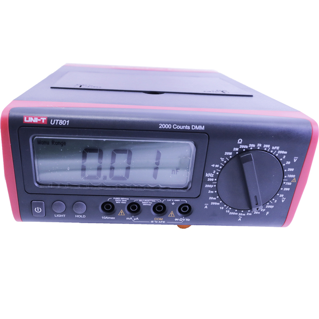 UNI-T UT801 Manual Range Digital Bench-Type Multimeter AC/DC Voltage Tester Resistance Frequency Meter