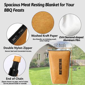 Nouvelle housse isotherme réutilisable pour viande de barbecue, sac de repos pour grillades en extérieur, couverture isolante avec fermeture éclair en papier Tyvek Dupont - Product Image 2