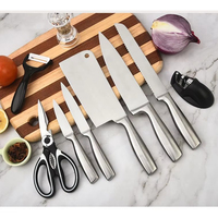Ensemble de couteaux de cuisine en acier inoxydable Tc, 8 pièces, couteau à découper les os, couteau à trancher la viande, couteau à fruits et légumes avec support