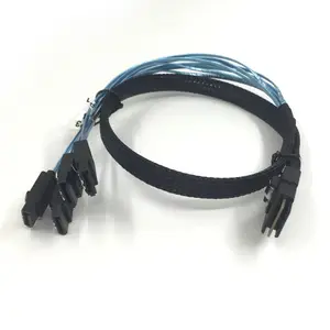 50cm Serial Attached SCSI SAS Cable - SFF-8087 Plug para 4x Latching SATA (feminino)-Mini SAS para SATA