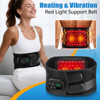 Sabuk Pijat Punggung Tanpa Kabel dengan Bantalan Penyangga Pinggang, Pemanas LED 660nm 850nm, Getaran, dan Dapat Diisi Ulang