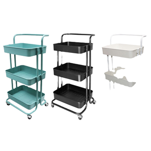 <span class=keywords><strong>3</strong></span>-stufige Büro regale aus Metall Doppelwagen-Lager regale für Bücher und Spielzeug Einfaches Stehen für Büro Badezimmer Wohnzimmer Kleider schrank - Product Image 2