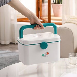 <b>Plastic</b> Medicine <b>Box</b> With Layered Storage Lockable Portable Home Pill Storage Case <b>Large</b> Capacity Childrens Pillbox - Product Image 2