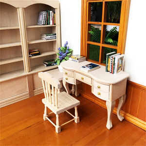 Meubles de poupée en <span class=keywords><strong>bois</strong></span> 1:12 échelle maison de poupée Miniature chaise en <span class=keywords><strong>bois</strong></span> tiroir bureau jouet cadeau - Product Image 6
