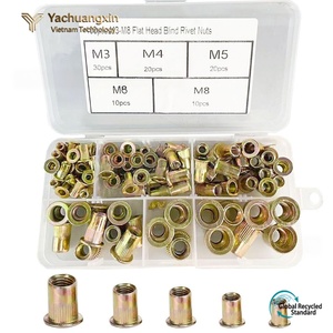 100pcs M3 M4 M5 M8 Flat Head Blind Rivet Nuts Zinc Plated Steel Assortment Set - Product Image 5