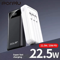 Chargeur Super Rapide PD22.5W, Batterie Externe Portable de 10000 mAh à Haute Capacité avec Câble Intégré, Lumières LED, Micro USB, Batterie Li-Polymère