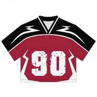 Maillots de football américain classiques personnalisés, col en V, imprimés par transfert thermique, maille respirante, 100% polyester, séchage rapide, manches courtes A+W