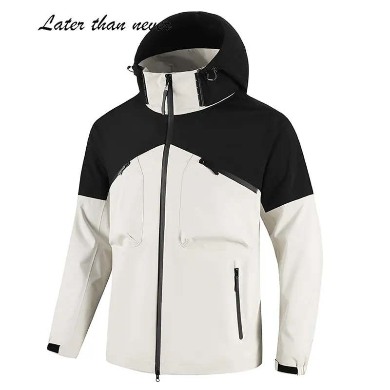 Jaqueta corta-vento esportiva para homens, jaqueta de chuva com capuz totalmente com costura e alta performance, à prova d'água, para caminhadas ao ar livre