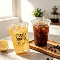 Gobelets recyclables en PET de 16 oz pour bubble tea, jus de fruits, café glacé, smoothies, applications de restauration rapide, cafés, restaurants, à emporter