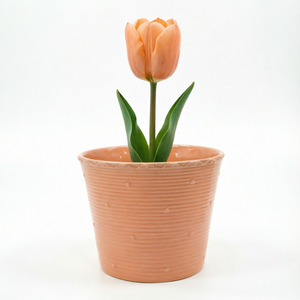 Pots à fleurs en céramique <span class=keywords><strong>de</strong></span> qualité supérieure, 6,5 pouces, rose pêche, à bord festonné côtelé, pour <span class=keywords><strong>une</strong></span> <span class=keywords><strong>d</strong></span>écoration élégante <span class=keywords><strong>de</strong></span> la maison et du jardin, plantes et fleurs <span class=keywords><strong>d</strong></span>'intérieur - Product Image 1