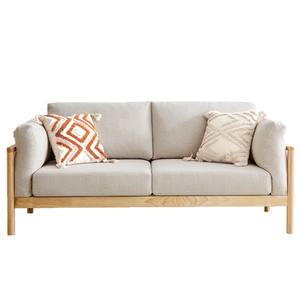 Sofá de madera maciza de estilo japonés, tres plazas, cojines extraíbles y lavables, muebles de tela minimalistas nórdicos para sala de estar - Product Image 5