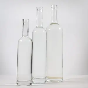 Nuocheng 250ml 375ml 500ml 750ml 1000ml Transparent Glass Liquor Vodka Tequila Bottle With Sealed Cork Lid