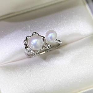 Porte-bague en argent S925 10563DIY vide, accessoire de bijouterie avec perle ronde de 10 à 13 mm pour femmes - Product Image 1