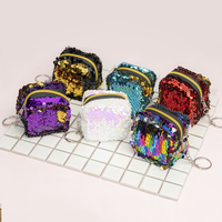 Nouveau mini sac à main à paillettes pour femme, petit sac de rangement, porte-monnaie pour enfants, porte-monnaie à sequins tridimensionnel bicolore, porte-clés
