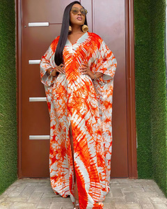 N069 Ethnic Vintage Burqa Dress Summer Plus Size African American Dress Breathable Kaftan Robe with Scarf Print Long <strong>Dashiki</strong> - Product Image 5