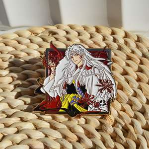 Inuyasha <span class=keywords><strong>sesshomaru</strong></span> ป้ายโลหะชุบทองพิมพ์ดิจิตอลเข็มกลัดอะนิเมะกระเป๋านักเรียนเครื่องประดับ - Product Image 3